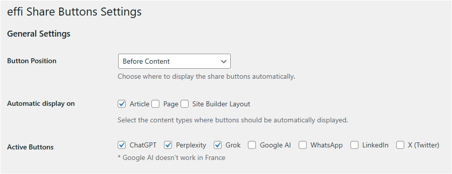 Préférences générales du plugin