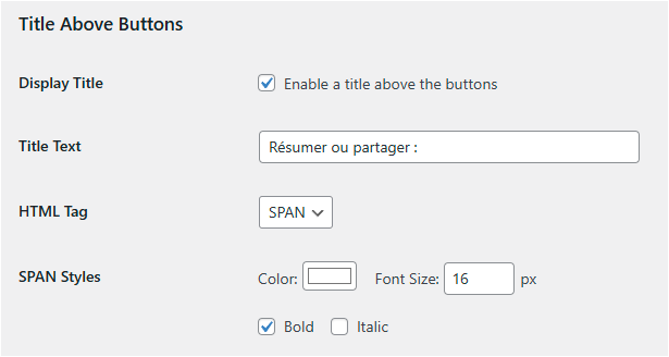 Personnalisation du titre