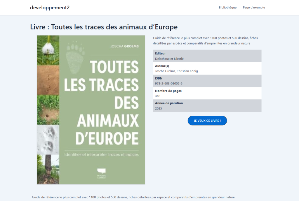 Exemple de page livre générée, avec notre lien d'affiliation obfusqué